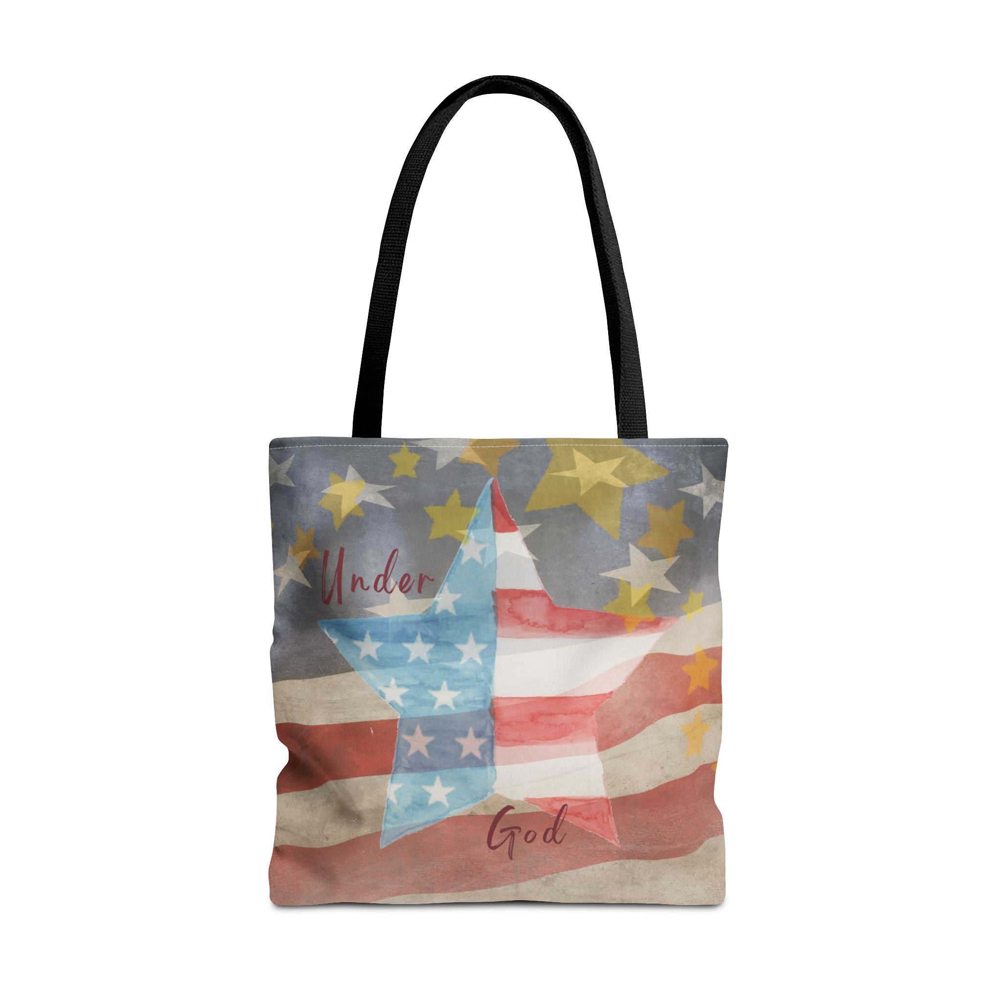 Under God | Watercolor Stars and Stripes Tote Bag 3 Sizes