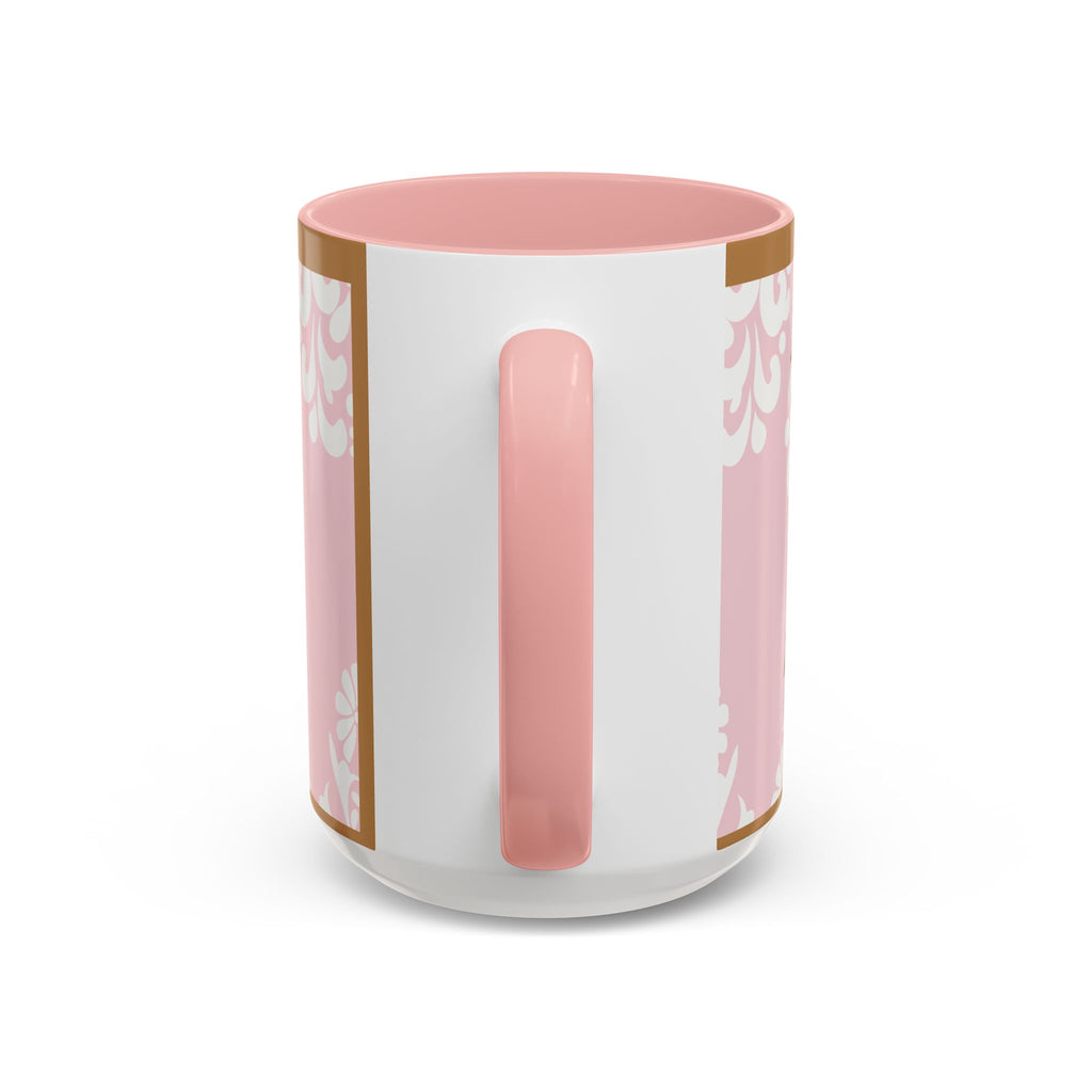 Peace and Love Coffee Mug — John 14:27 Pink Damask & Olive Floral Accent(11, 15oz)