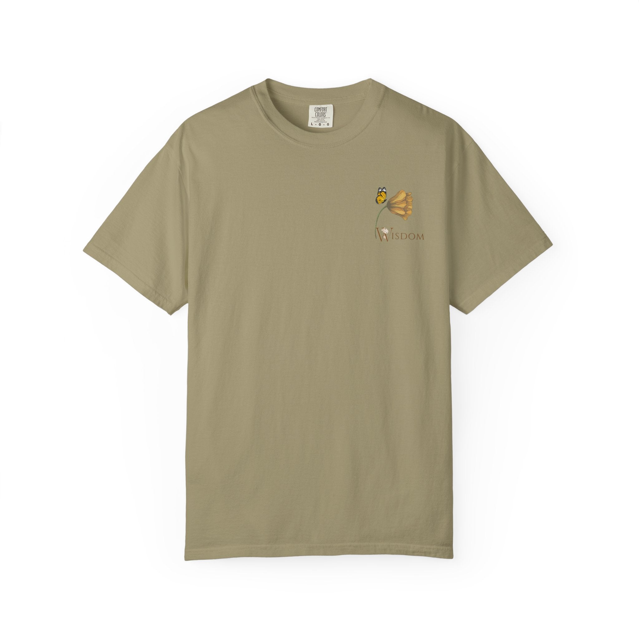 Whispers Collection™ | “Wisdom” Comfort Colors® Garment-Dyed Tee | Inspirational Botanical Shirt | Literary Minimalist Graphic Tee Women Adult