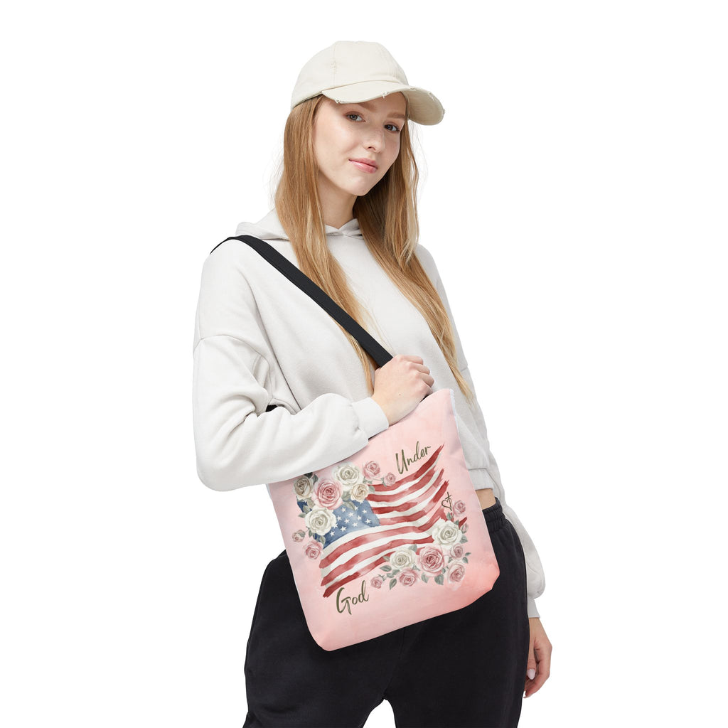 Under God | Watercolor Flag & Roses Tote Bag