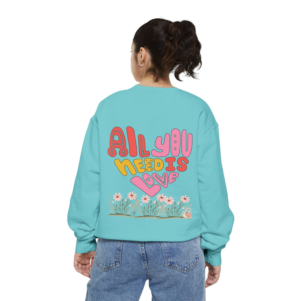 Retro Adult Female Crew Neck Sweatshirt:  All You Need is Love