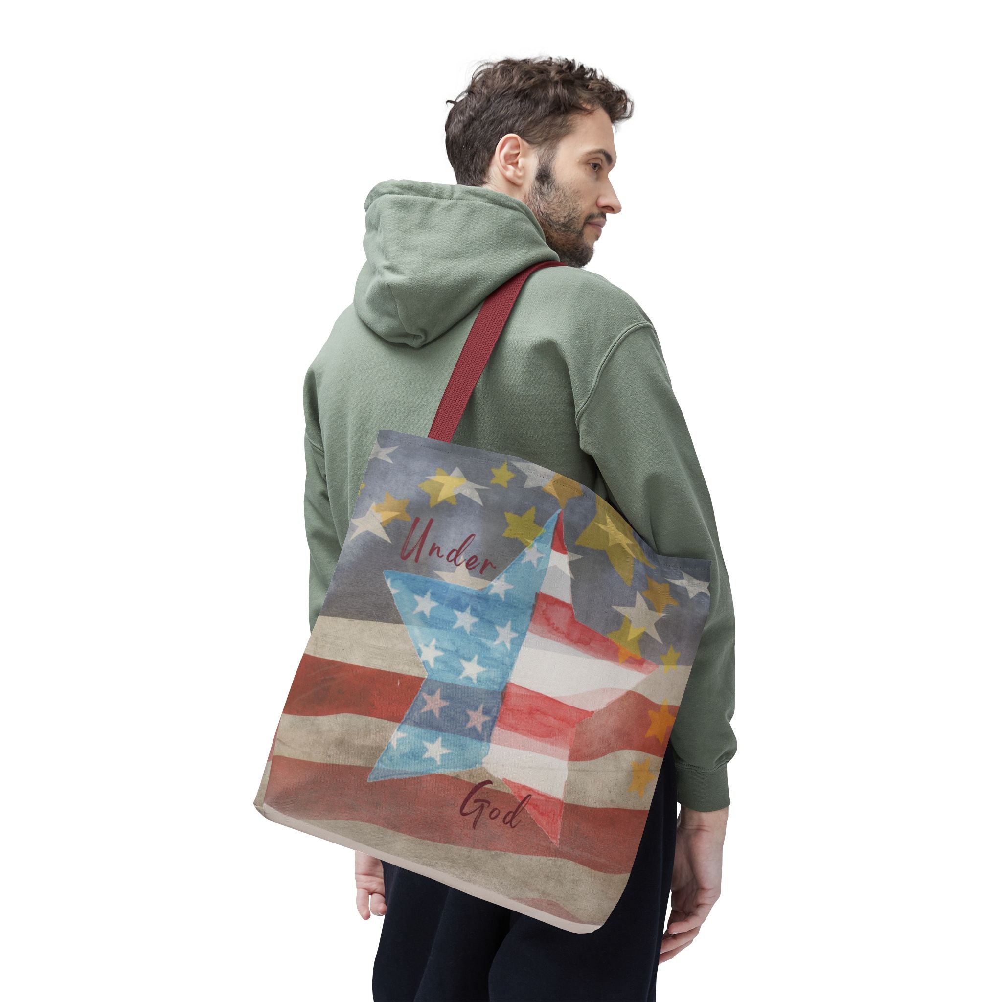 Under God | Watercolor Stars and Stripes Tote Bag 3 Sizes