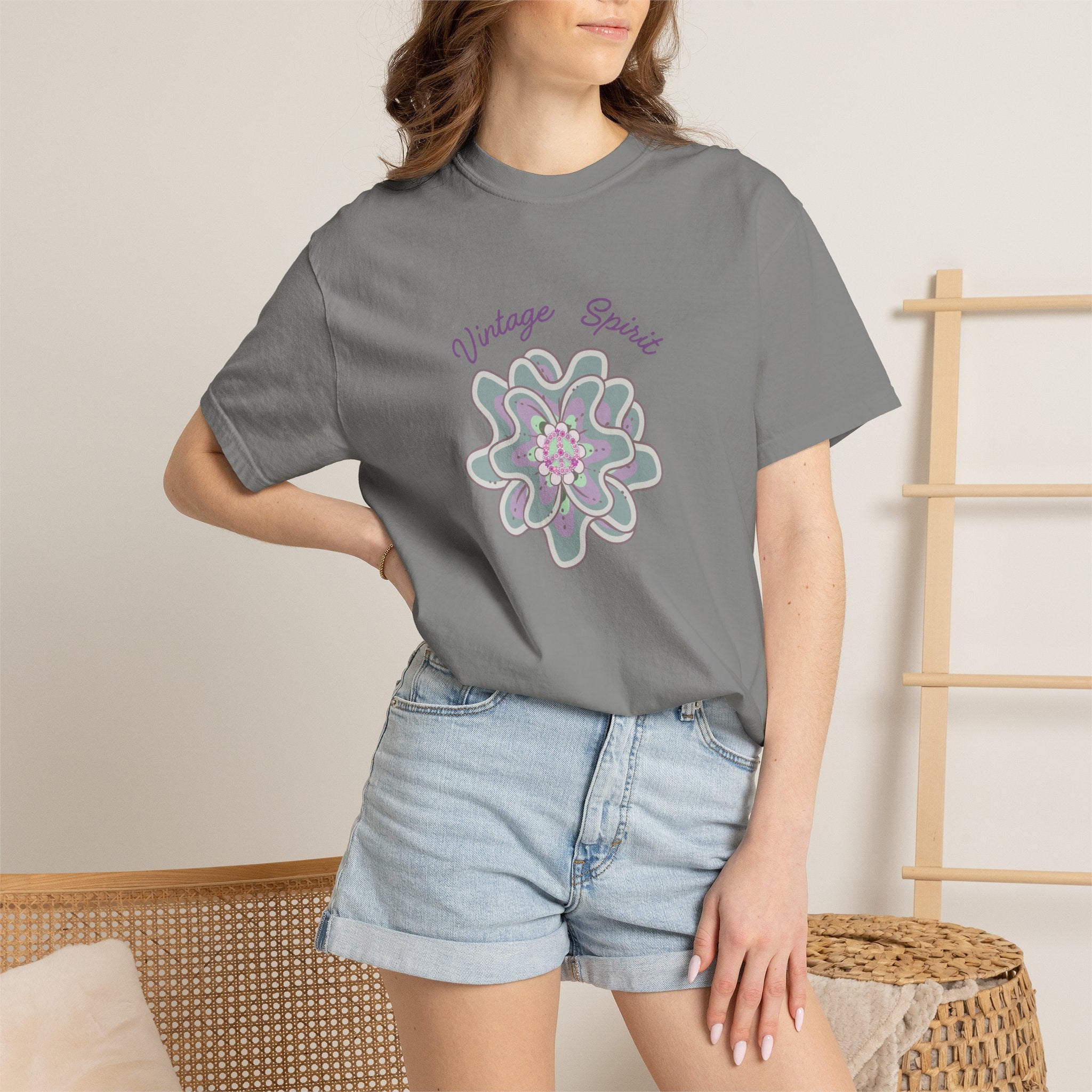 Peace and Love Vintage Spirit Floral T-Shirt -- For Her