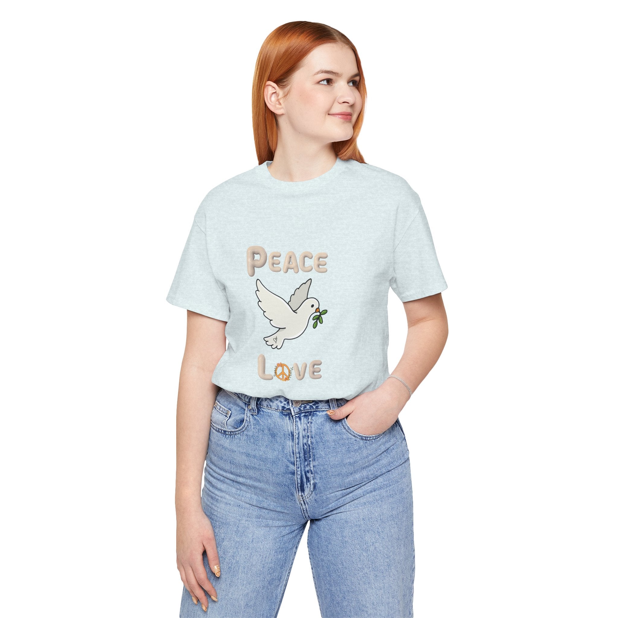 Adult Female Relaxed Comfort Tee:  Peace and Love
