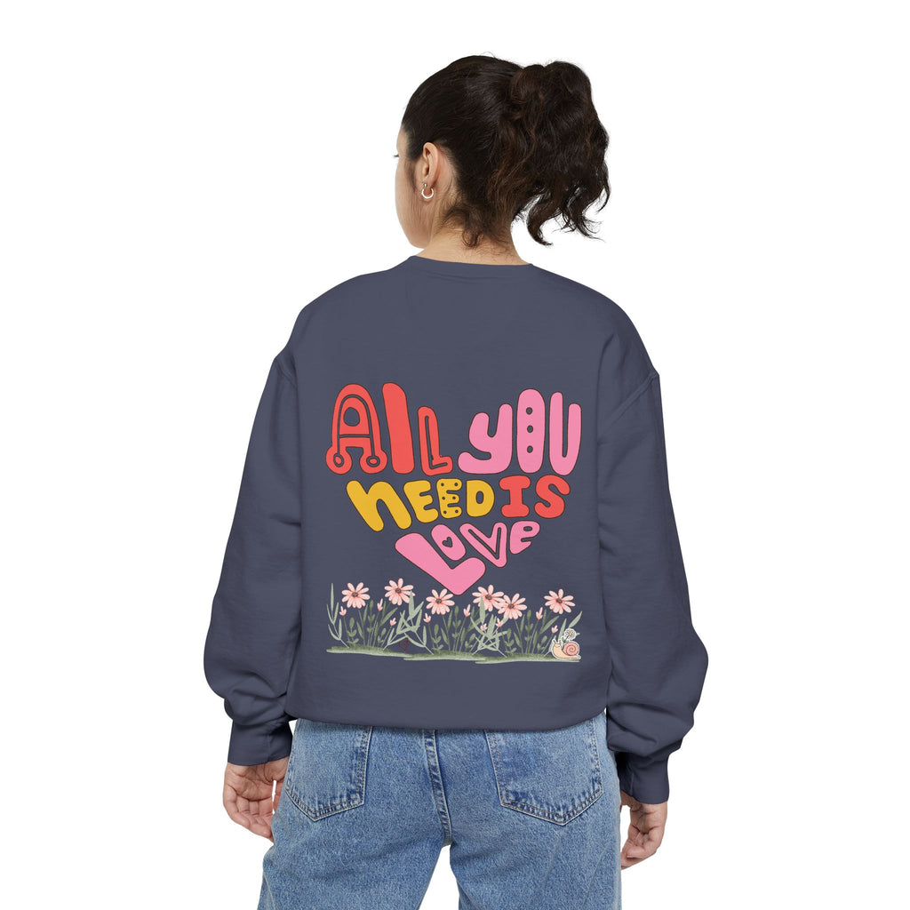 Retro Adult Female Crew Neck Sweatshirt:  All You Need is Love