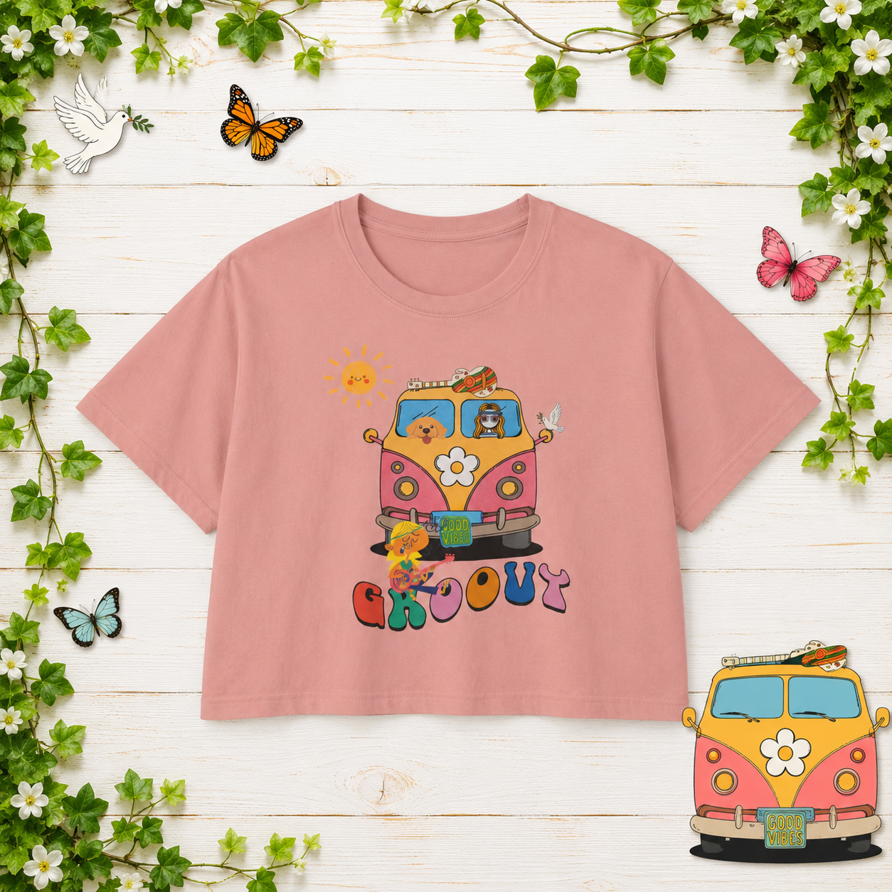 Peace and Love "Groovy" Boxy Tee -- For Her