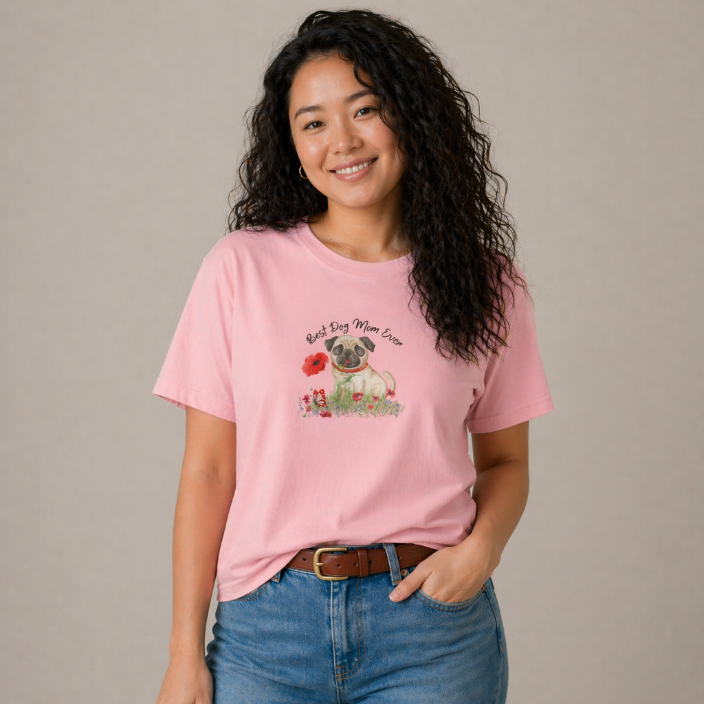 Best Dog Mom Ever Pug T-Shirt – Cute Dog Lover Gift Adult Female