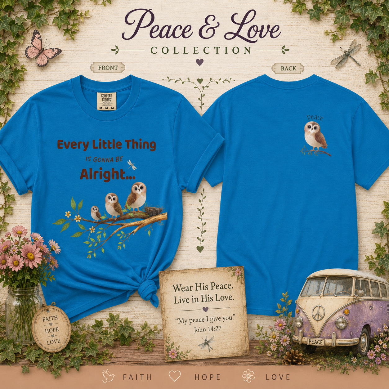 Peace and Love Kids Unisex Tee Shirt:  Every Little Thing is Gonna Be Alright
