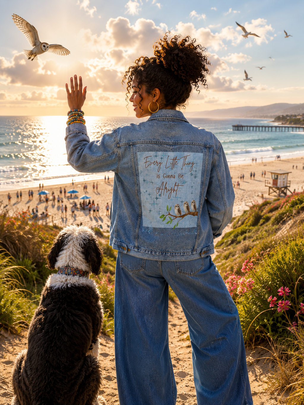 Peace and Love Denim Jacket for Her:  Every Little Thing is Gonna Be Alright