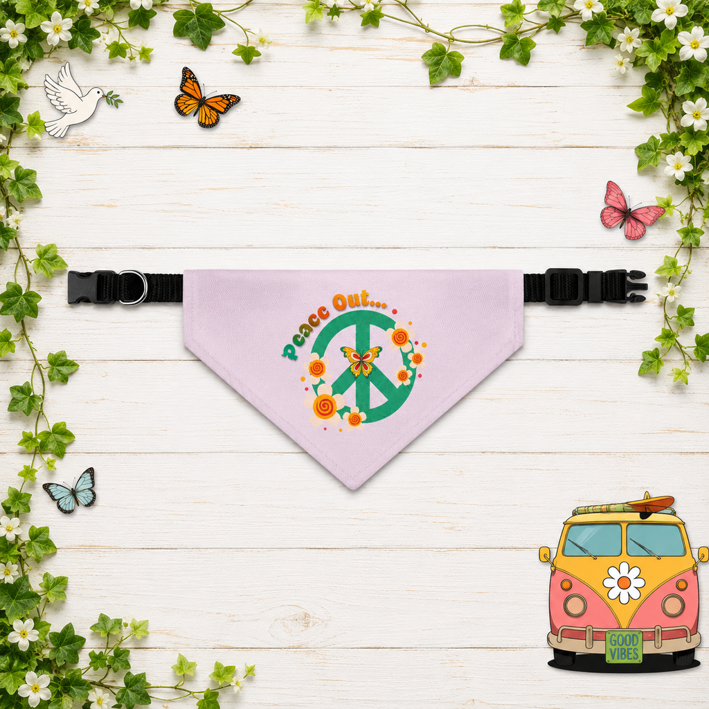 Peace and Love Clip-On Pet Bandana — Peace out