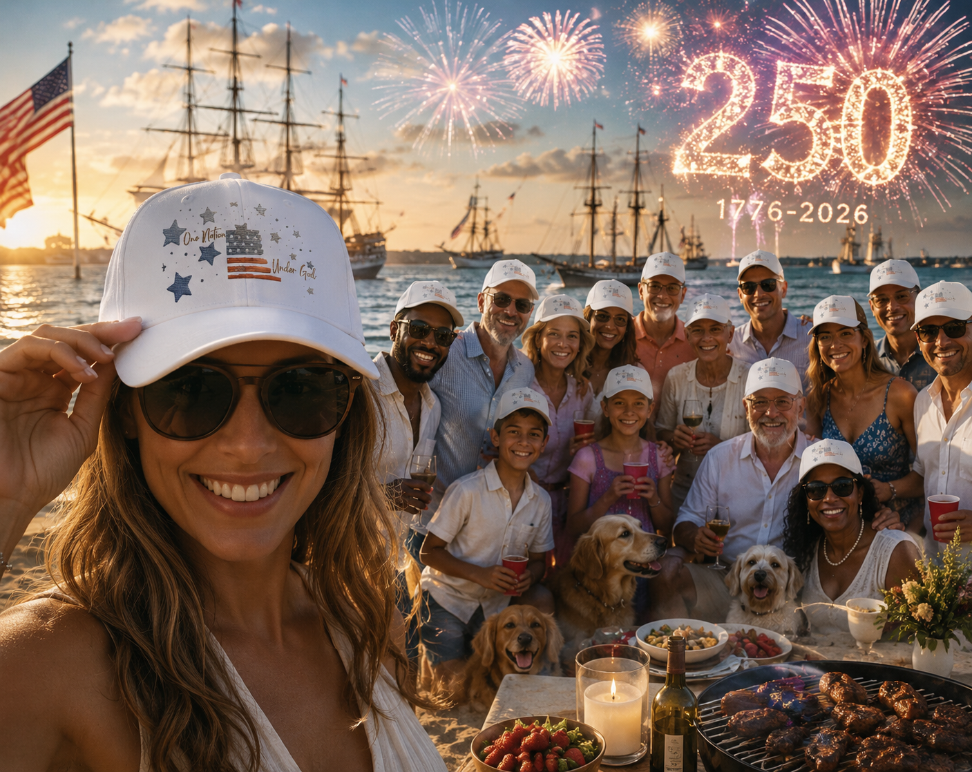 One Nation Under God | Embroidered Stars & Flag Dad Cap