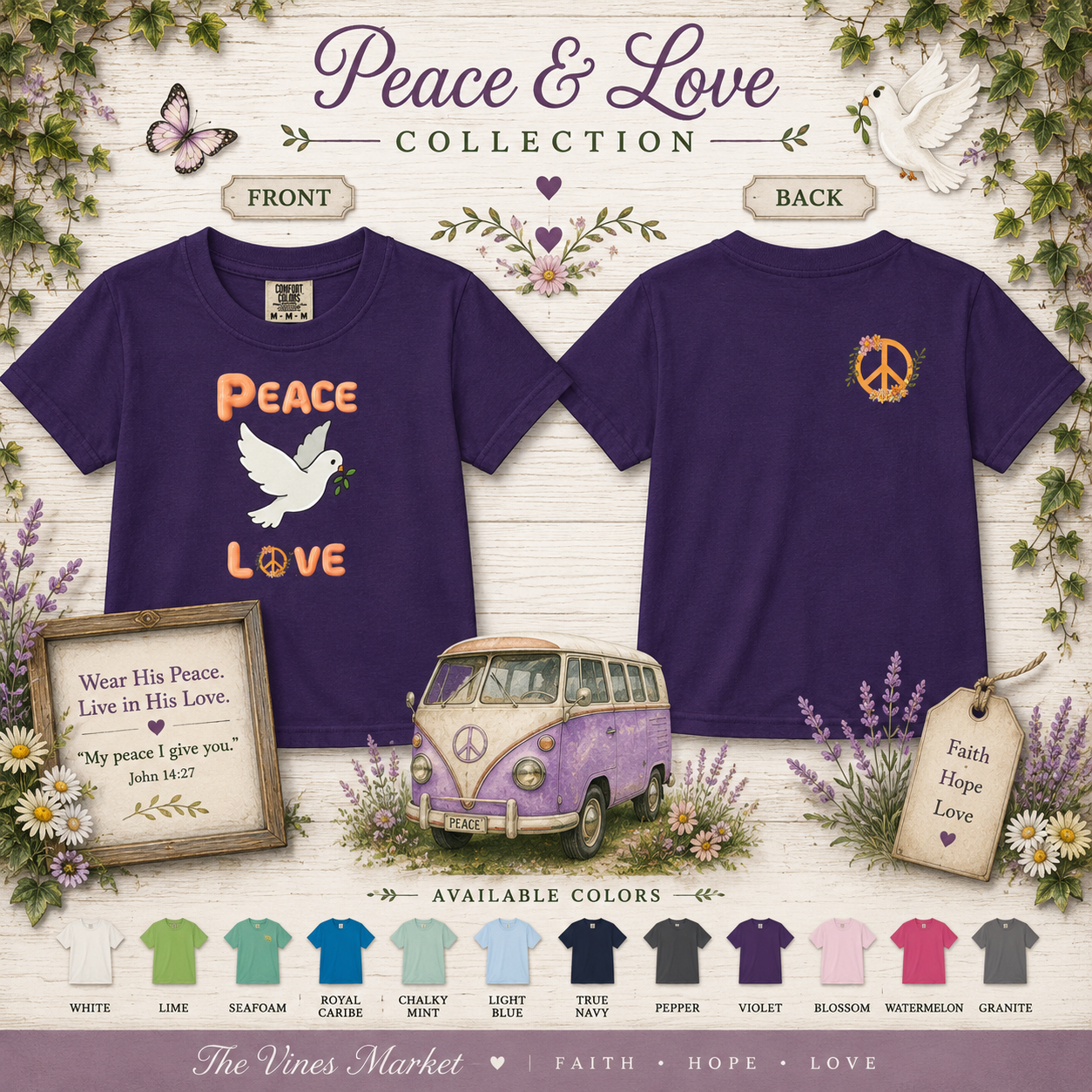Peace and Love Kids Unisex Tee:  Peace and Love