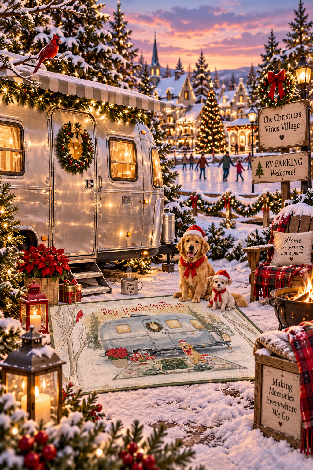 Joy Travels With Us | RV Christmas Outdoor Rug