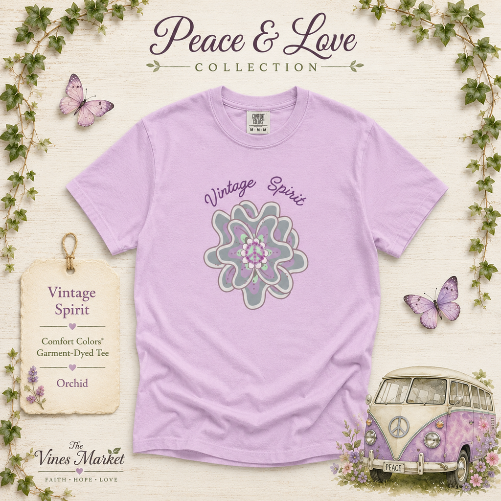 Peace and Love Vintage Spirit Floral T-Shirt -- For Her