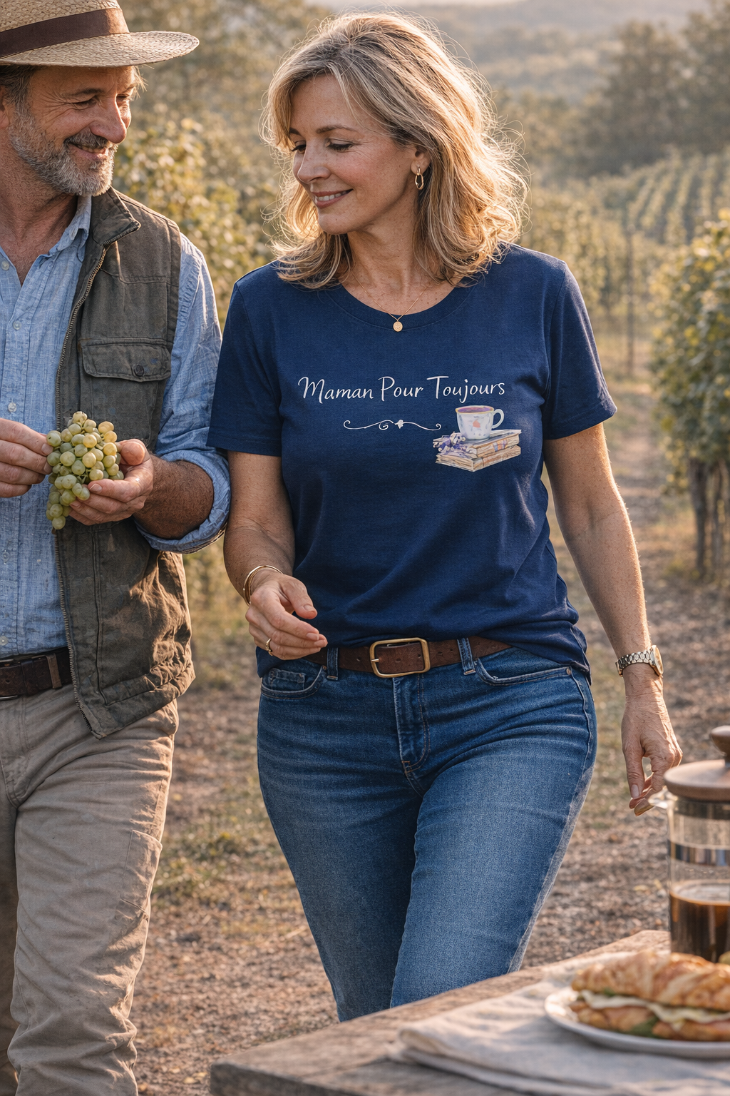 Maman Pour Toujours | French Mom Forever Books & Coffee T-Shirt – Adult Female Mother's Day Gift
