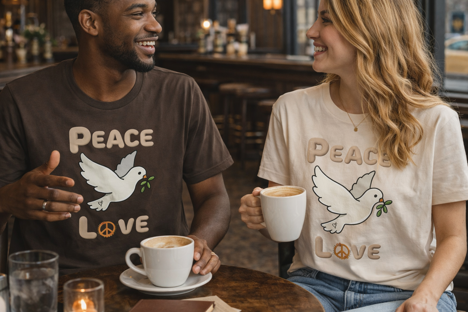 Adult Female Relaxed Comfort Tee:  Peace and Love