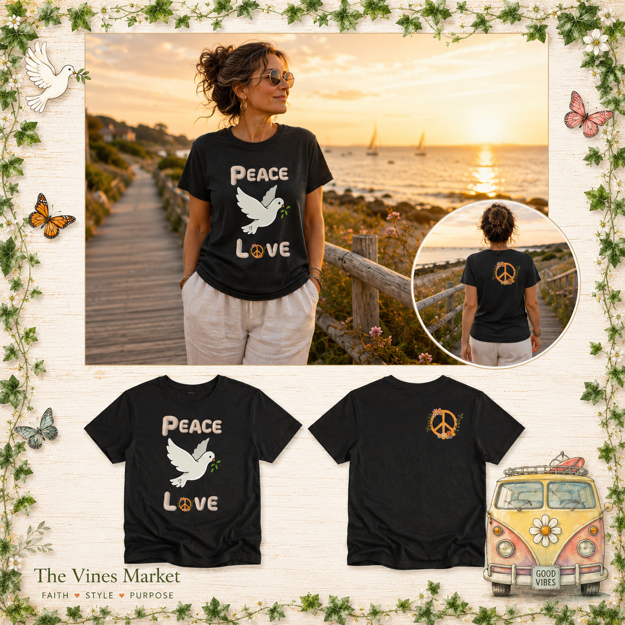 Peace and Love Relaxed Unisex Comfort Tee