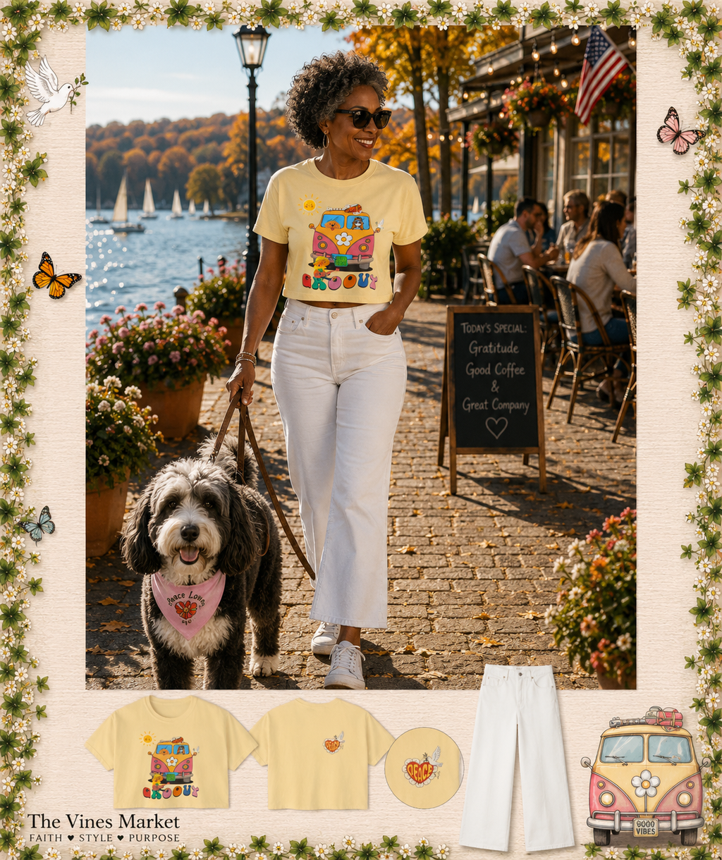 Peace and Love "Groovy" Boxy Tee -- For Her