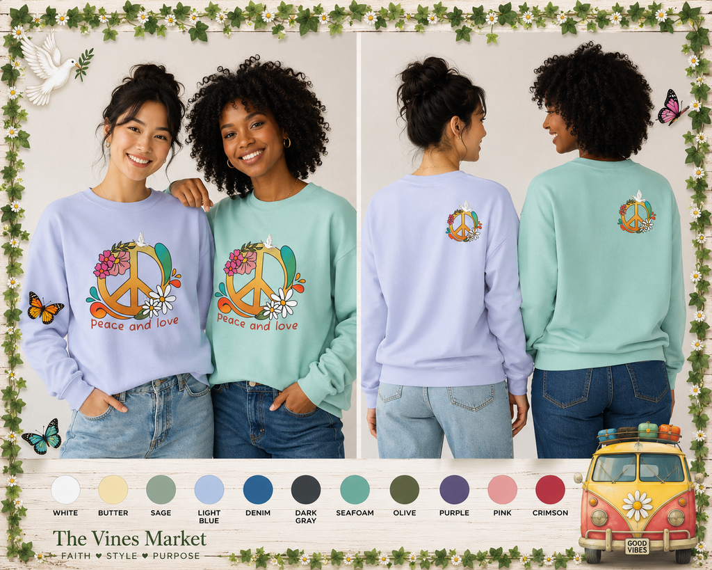 Peace & Love 'My Peace I Give You' 70s Retro Crewneck Sweatshirt