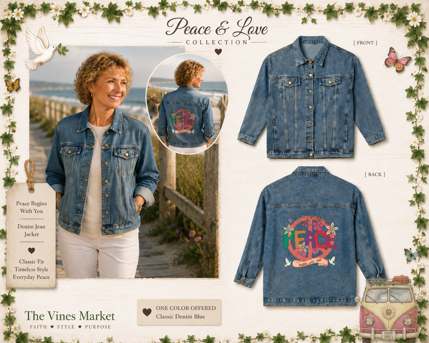 Peace and Love Denim Jean Jacket:  "My Peace I give you" -- For Her