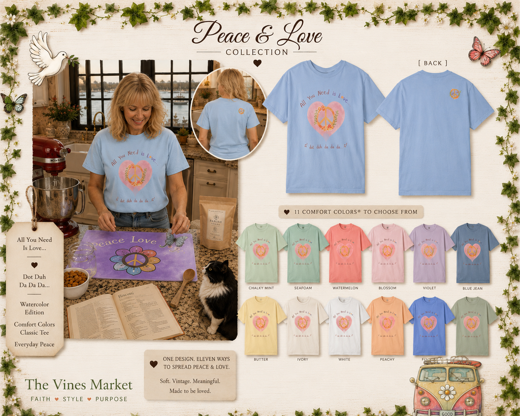 Peace and Love — Watercolor All You Need Is Love Tee — For Her