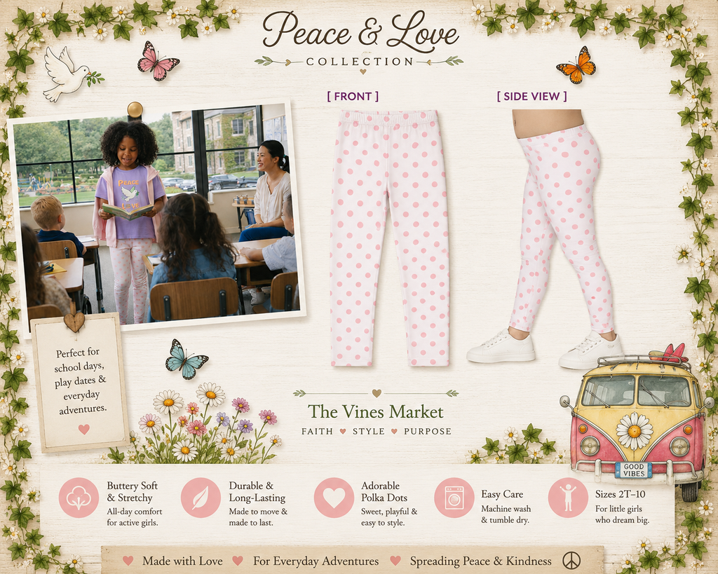 Peace and Love Girls Polka Dot Leggings