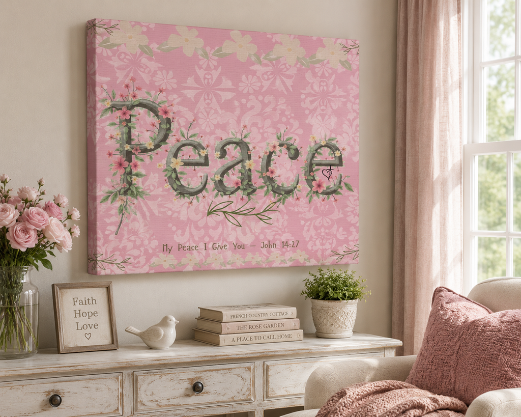 Peace and Love Canvas Art "Peace" Damask