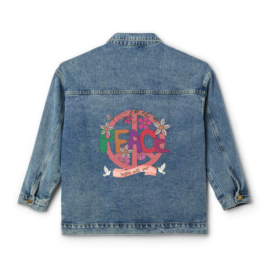 Adult Female Denim Jean Jacket:  "My Peace I give you"