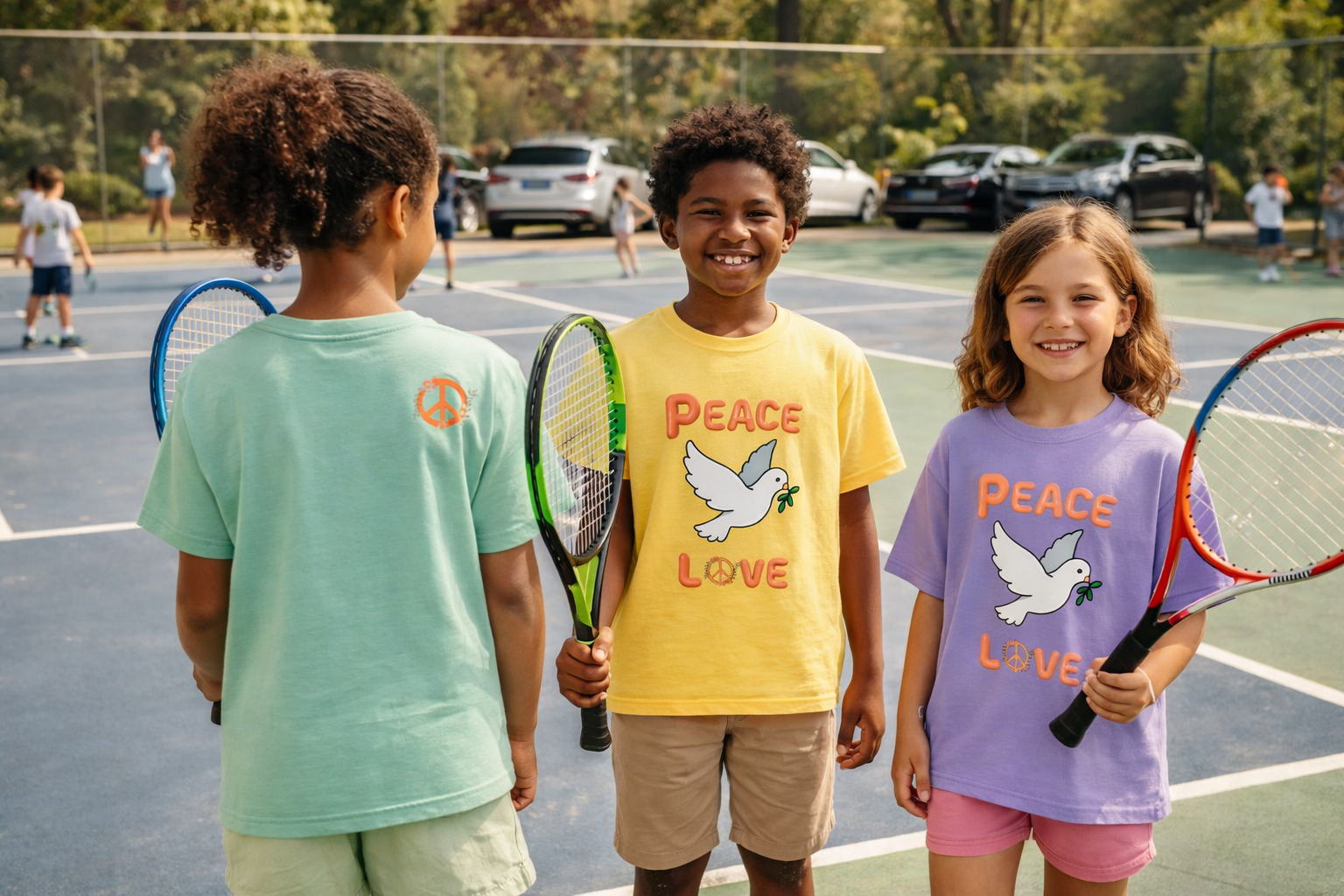 Unisex Youth Cotton Retro Tee:  Peace and Love