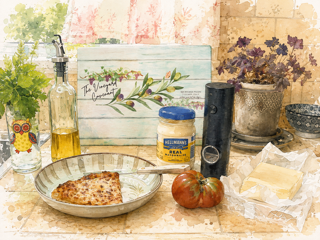 The Vineyard Covenant Glass Cutting Board — Faith-Inspired Kitchen Decor