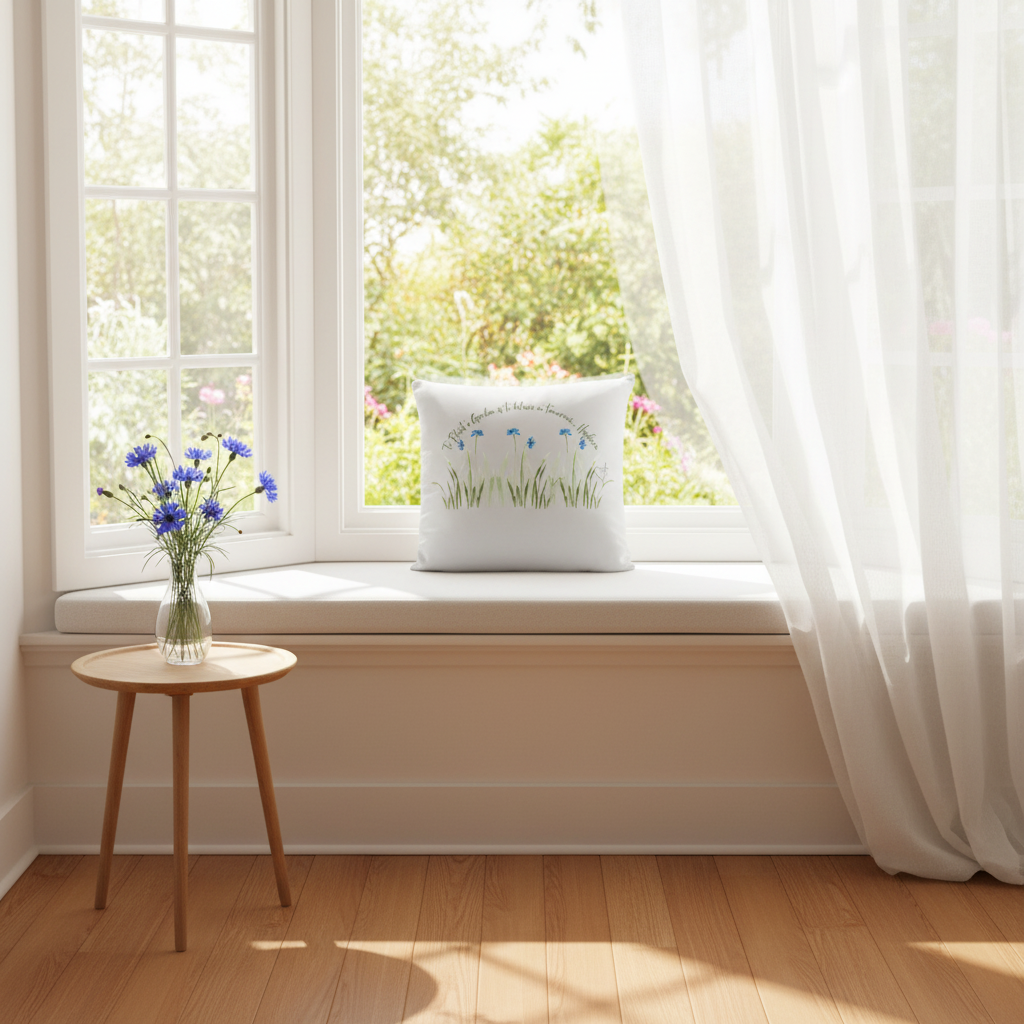 Hepburn Gray Pillow in Sunlit Room